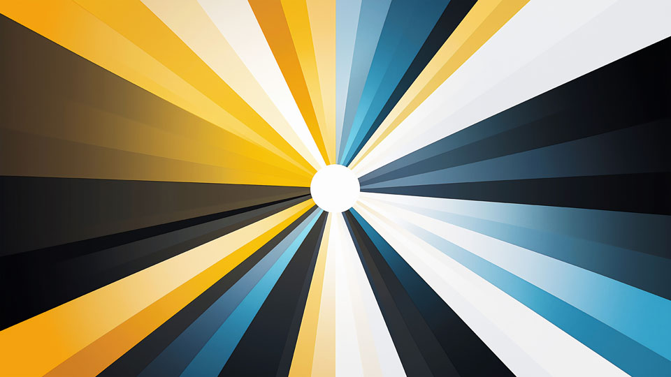 Abstract blue and yellow rays with minimalistic design