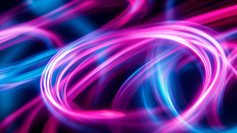 Neon light curves in pink and blue