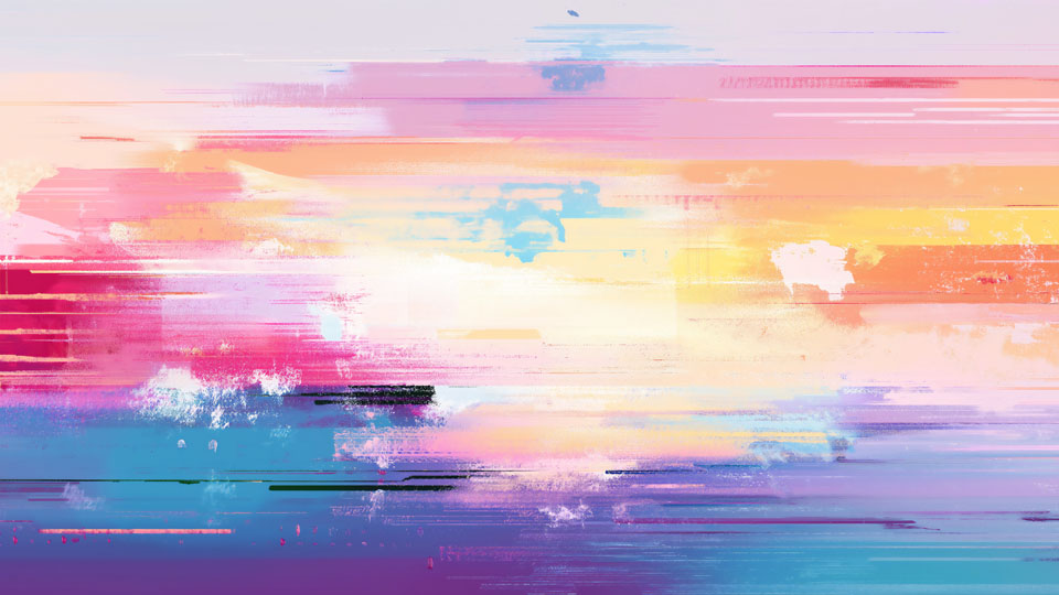 digital glitch effect with pastel textures