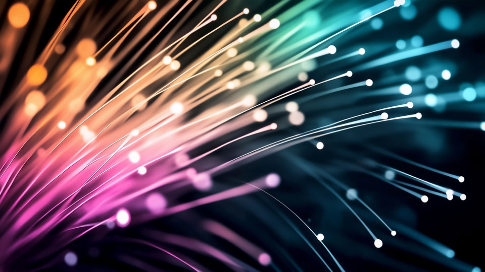 Fiber optic cables close-up with dark background