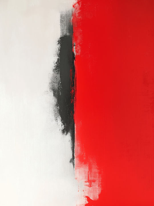 Bold red and white abstract design