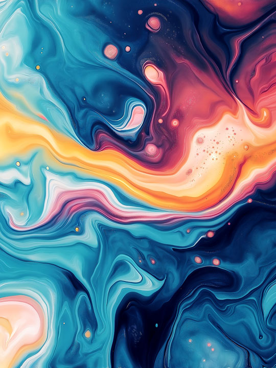 Vibrant abstract fluid art with swirling colors