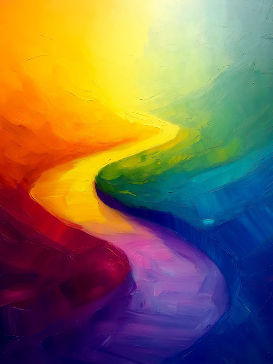 Abstract rainbow road with vibrant hues