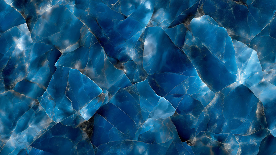 Abstract blue marble with agate gemstone patterns