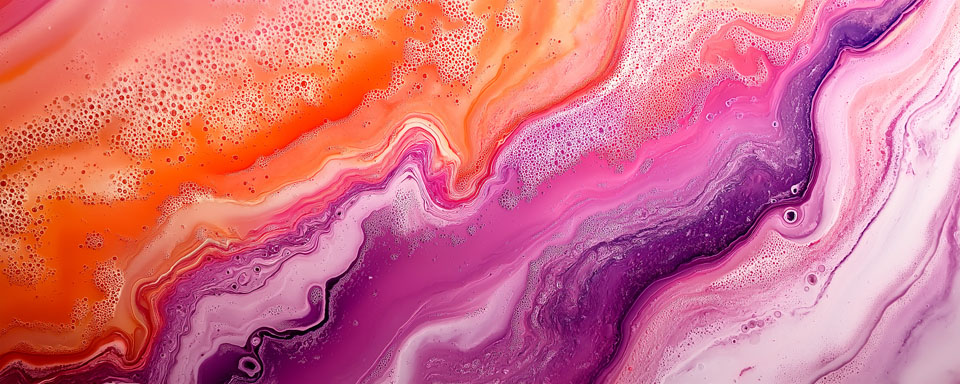 Colorful fluid waves in acrylic with glitter accents