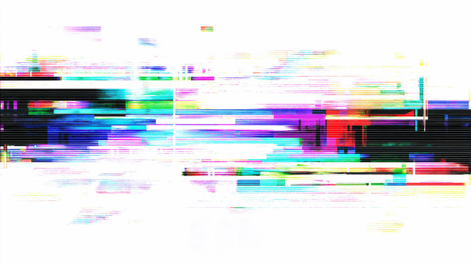 Abstract glitch art with colorful digital noise