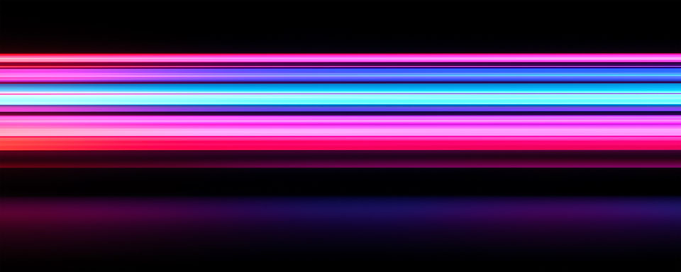 Colorful neon streaks on black canvas