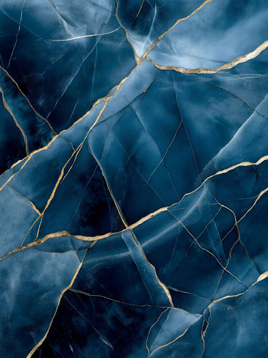 Blue marble texture with golden cracks for luxury design projects