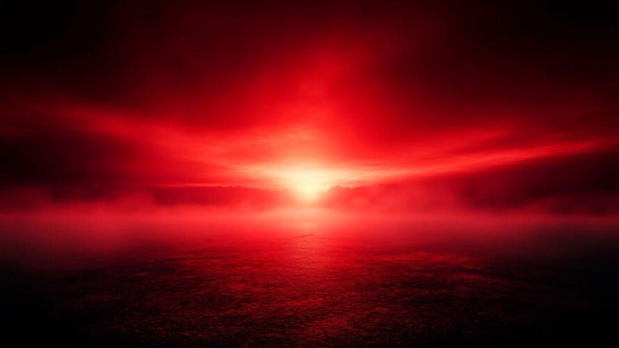 Red foggy landscape