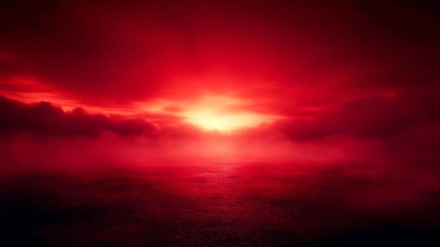 Red foggy landscape