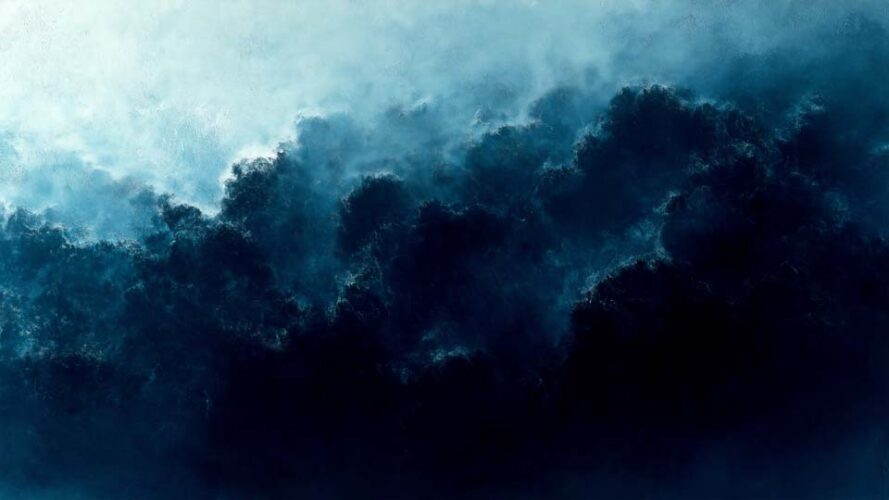 Dark and moody painting of stormy clouds