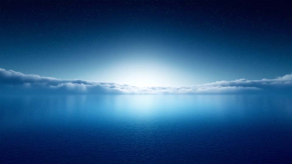 Dark blue sea, light on the horizon