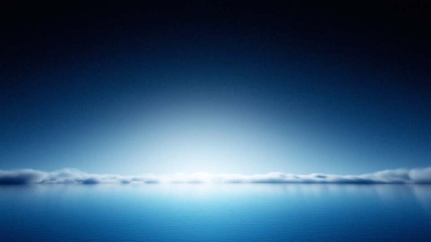 Dark blue sea, light on the horizon