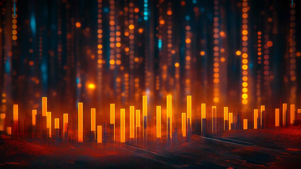 Gowing orange and dark blue bar charts