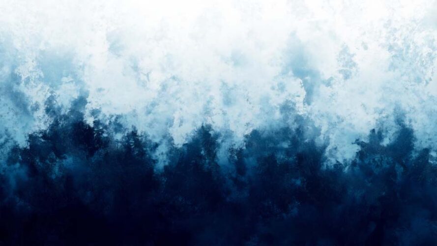 Dark blue and white watercolor background with fog