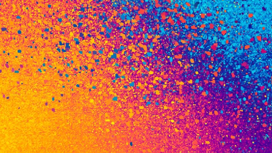 Colorful pixel-like particles