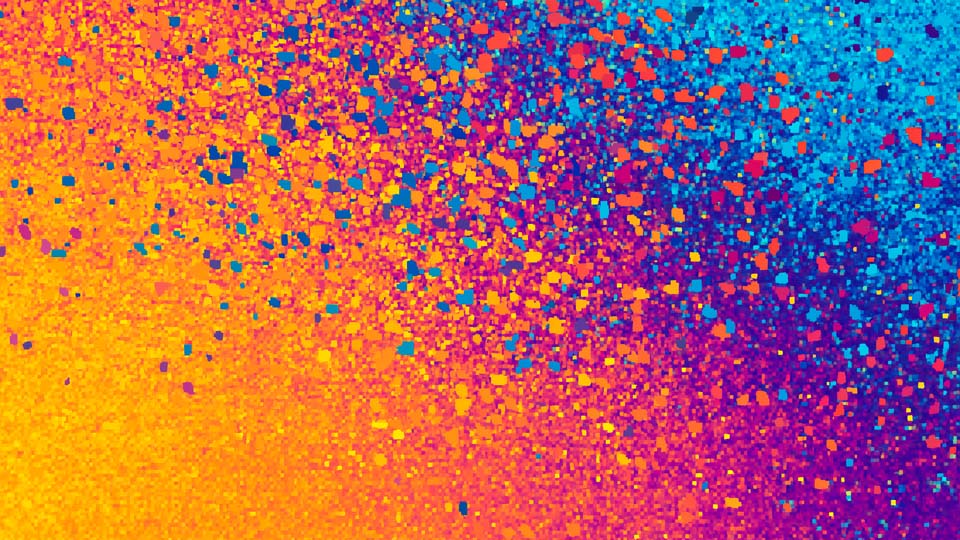Colorful pixel-like particles