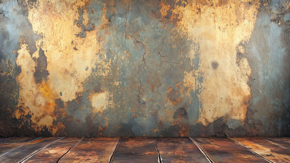 Grunge background with a rusty wall and floor