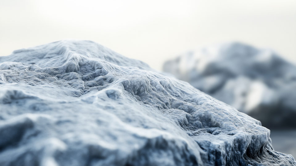 Rocks covered in snow