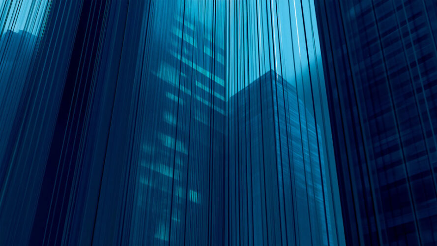 Vertical lines of buildings in the city