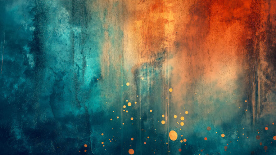 Grunge background with teal and orange colors