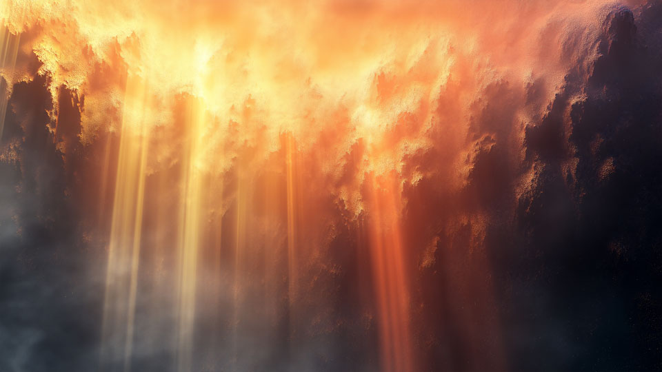 Lght rays and clouds in the sky