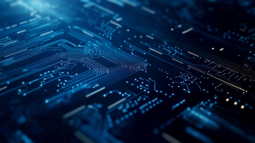 Blue circuit board background