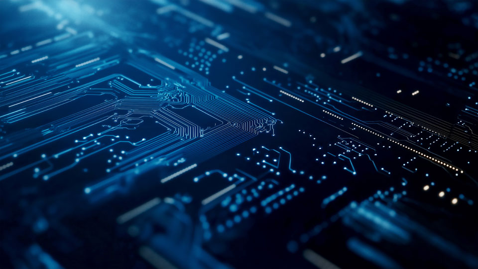 Blue circuit board background