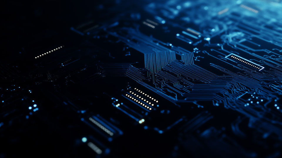 Blue circuit board background