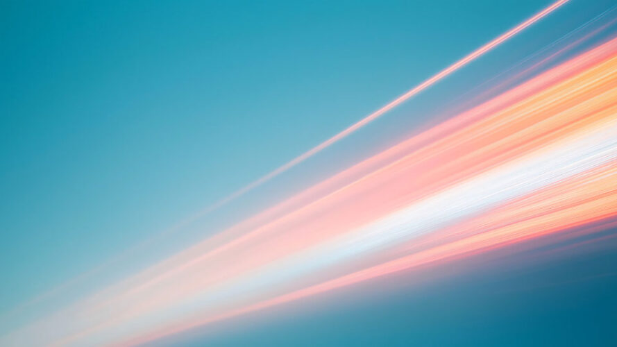 Blurred streak of light against the blue sky