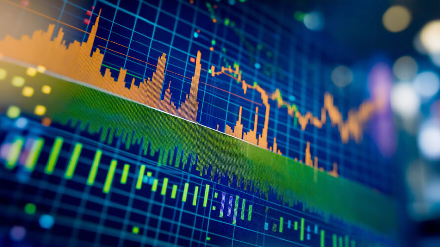 Stock market graph on a digital screen