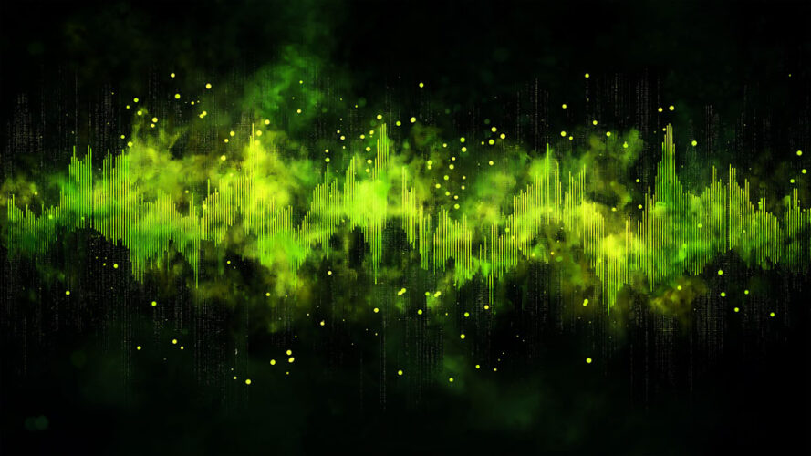 Green sound wave illustration on a black background