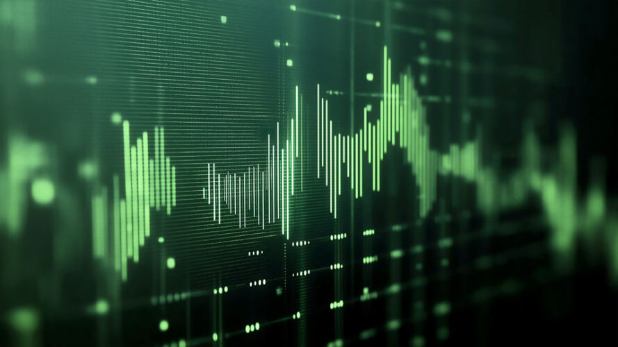 Financial chart with green tones