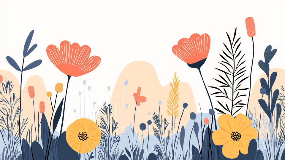 Flat illustration of wildflowers