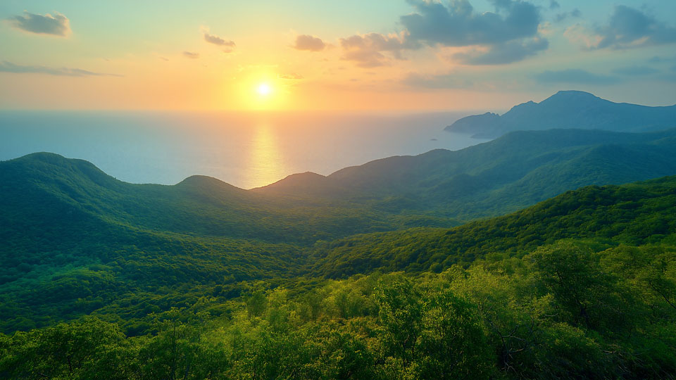 Breathtaking view of green mountains