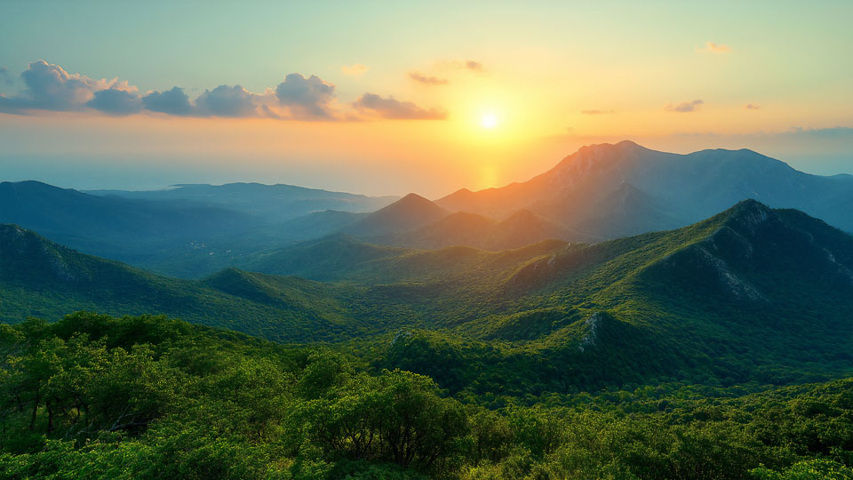 Scenic view of green mountains