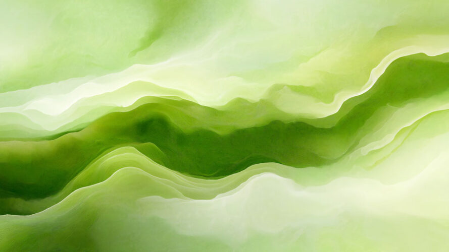 Abstract green background with wavy lines, light color theme