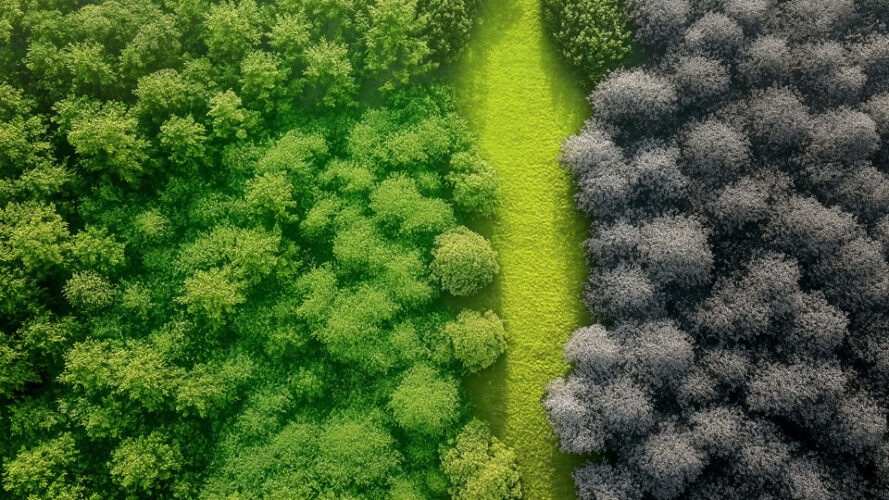 Diverse Tree Colors in Aerial Forest View