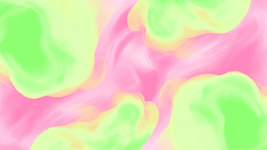 Pastel pink and green colors, soft shapes, organic forms