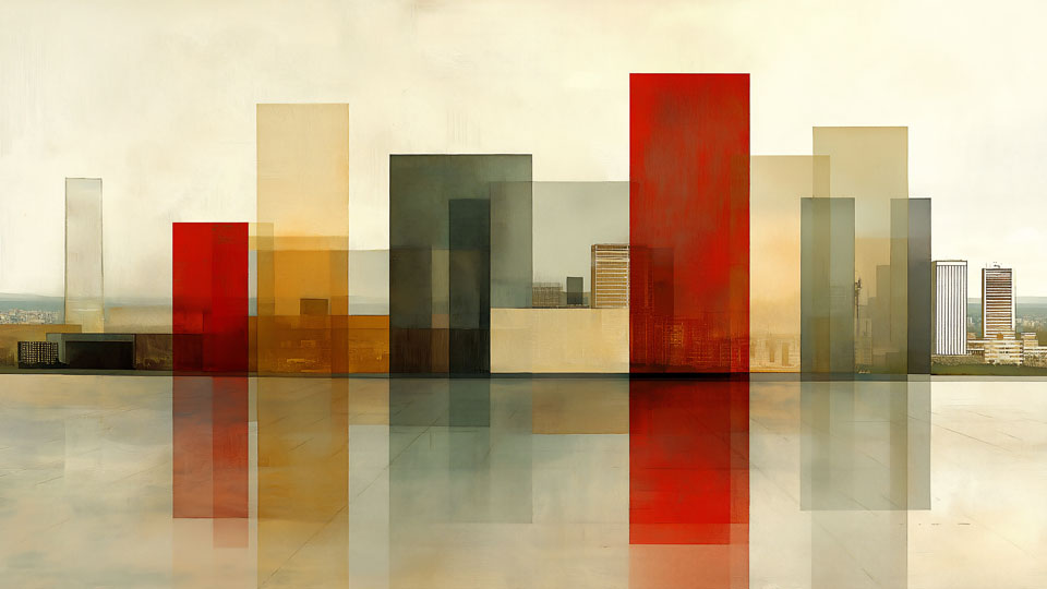 Abstract painting of the city skyline