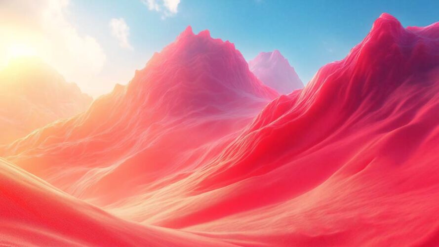 Red and Pink Mountain Landscape