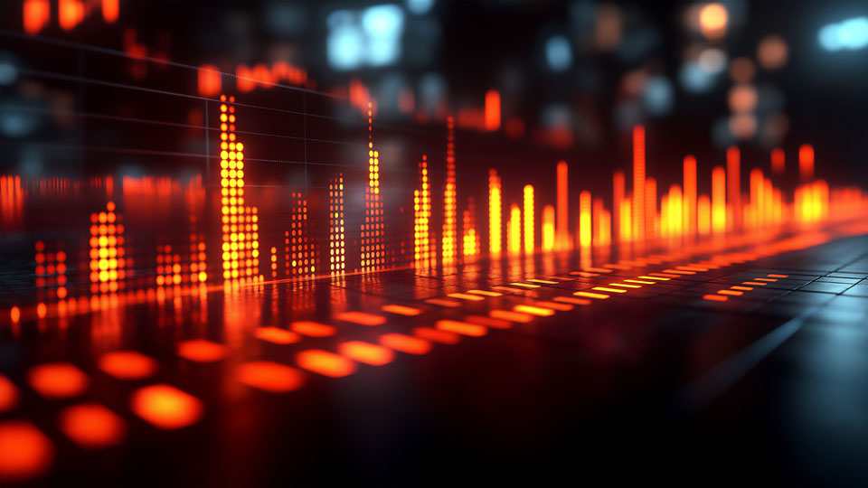 Data points on a black background