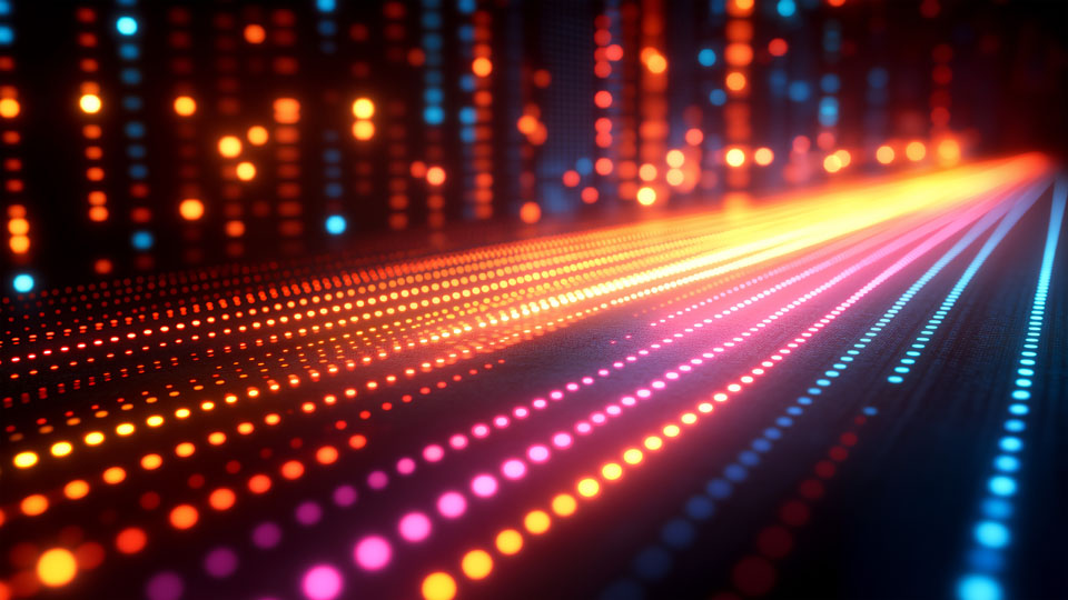 Glowing orange data points