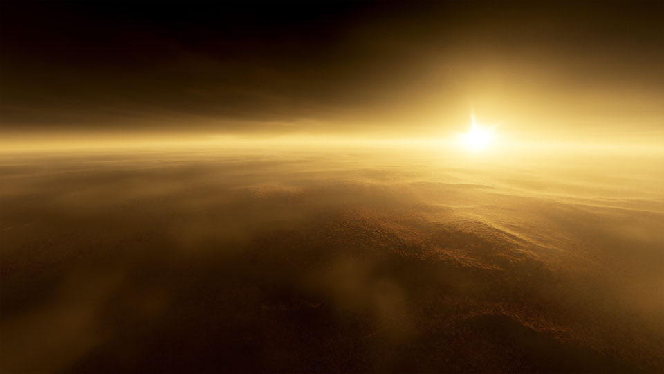 Sun setting over the Earth