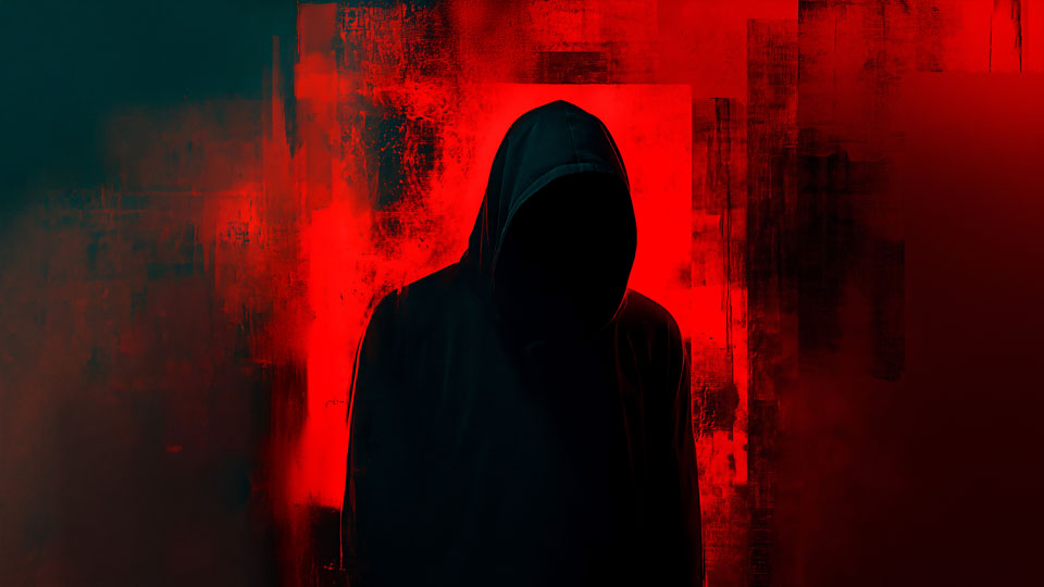 Shadowy hooded figure silhouette