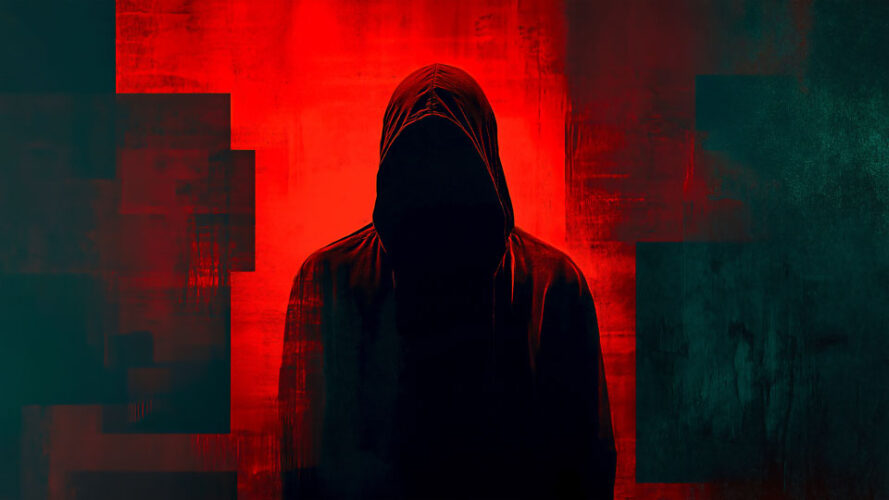 Mysterious dark silhouette in hoodie