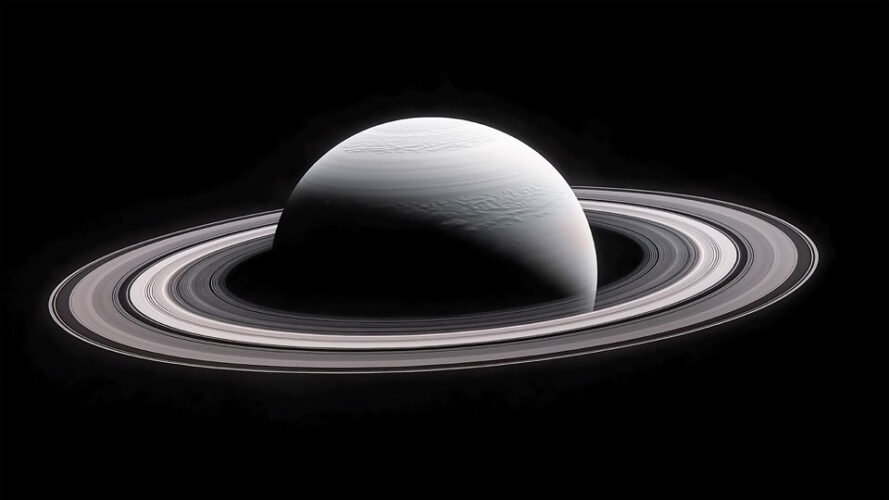 White planet with rings