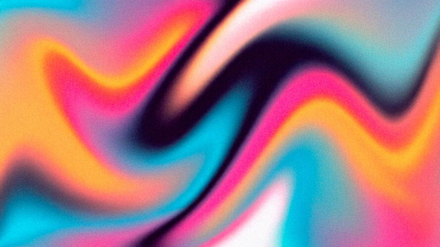Abstract blurry wave with neon hues in digital style