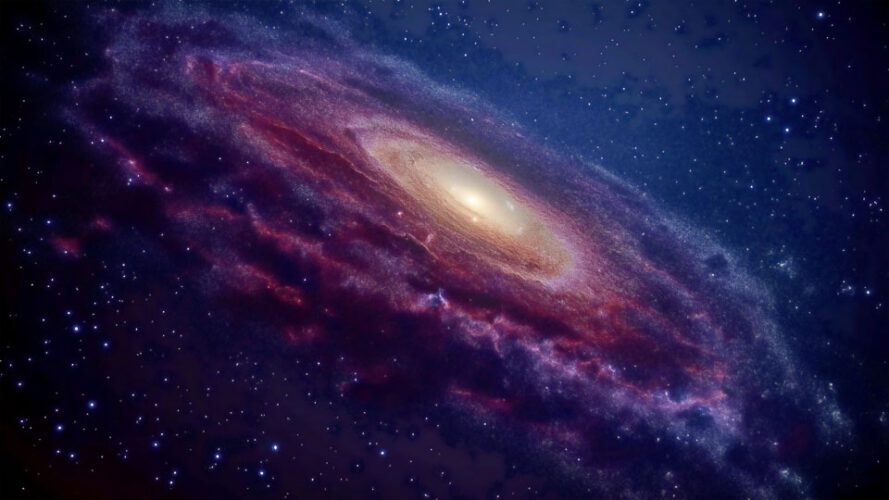 Stunning Andromeda Galaxy spiral with luminous core