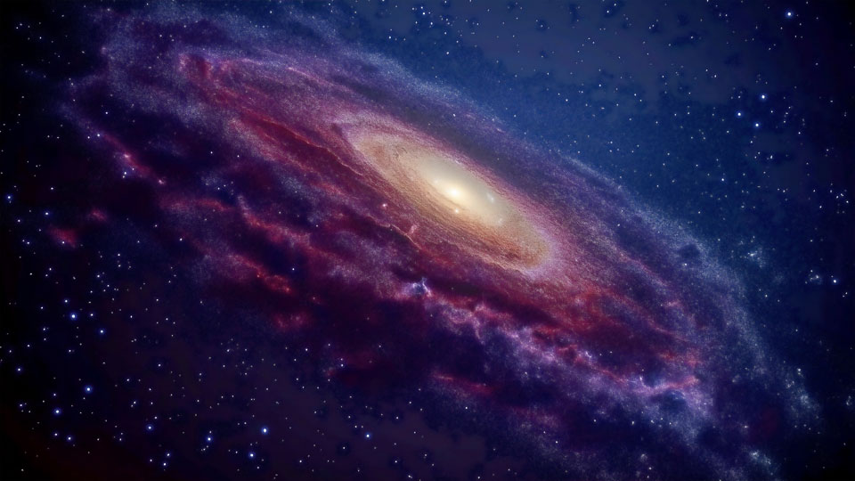 Stunning Andromeda Galaxy spiral with luminous core